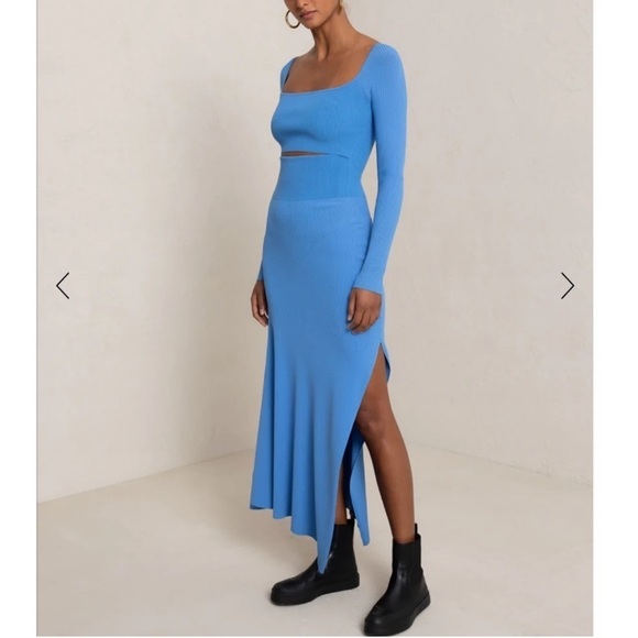 A.L.C. CLARA BLUE ASYMMETRICAL CUTOUT DRESS - Picture 2 of 8